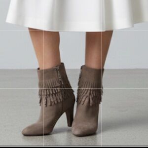 Isola Layton Taupe Suede 4” Heel Fringe Boots Size 10